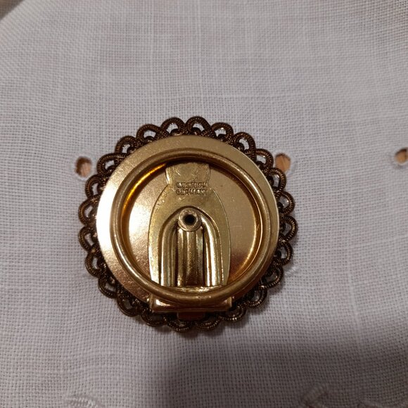 Vintage Fancy Scarf Clip Iridescent Floral Filigree West Germany - Picture 4 of 12